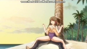 Big ass anime girl squirts on the beach